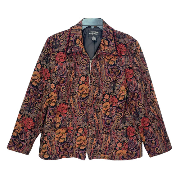 Requirements Jackets & Blazers - 3-FOR-$30 Requirements Sz 16 Paisley Tapestry Jacket Zip-Up Collar has Fringe